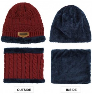 Skullies & Beanies Winter Beanie Hat Scarf Set Warm Knit Hat Thick Skull Cap for Men Women - Red - C418KNM8GKN