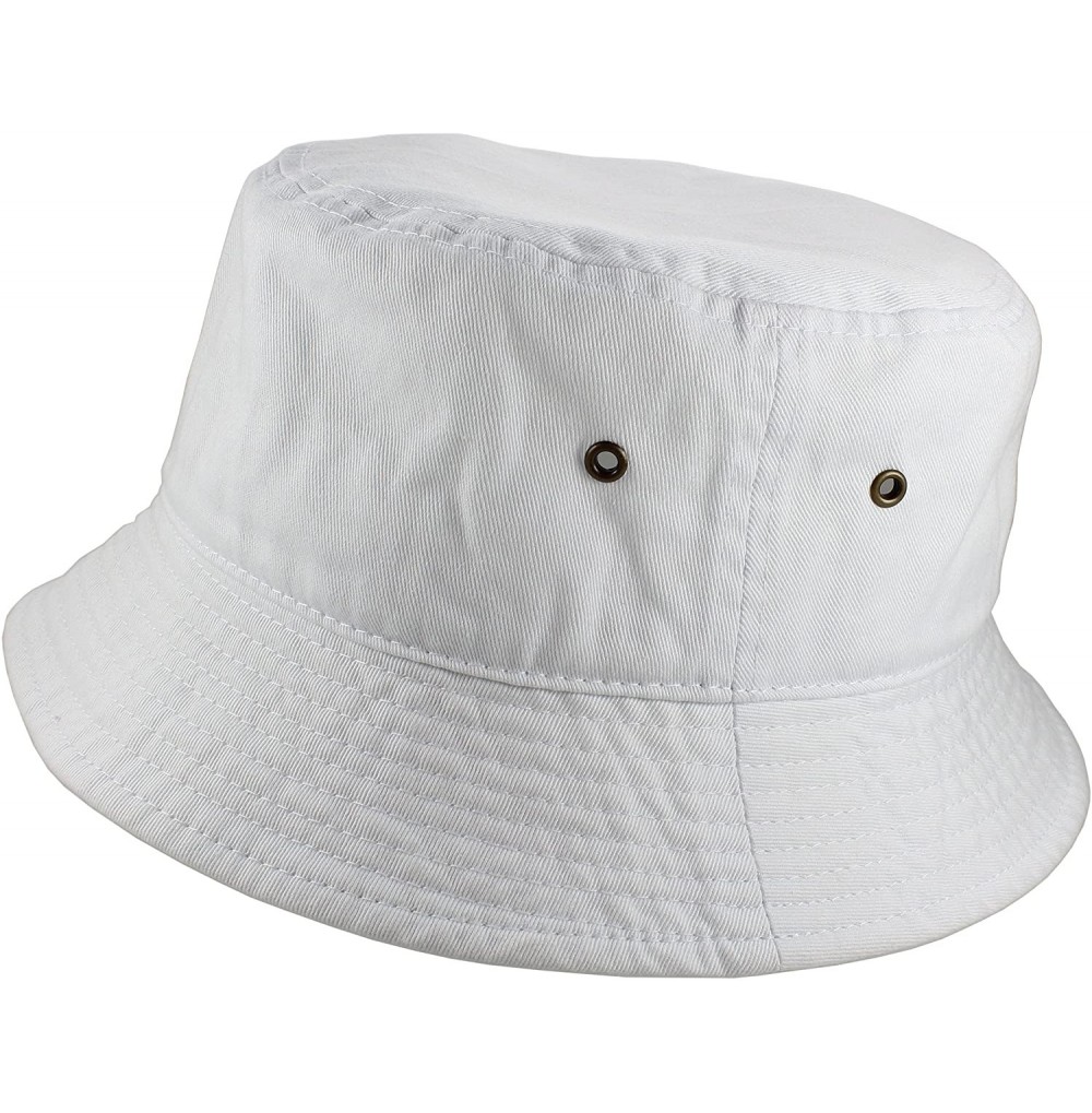 Bucket Hats 100% Cotton Packable Fishing Hunting Summer Travel Bucket Cap Hat - White - CD18DM9EDHZ