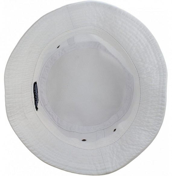 Bucket Hats 100% Cotton Packable Fishing Hunting Summer Travel Bucket Cap Hat - White - CD18DM9EDHZ