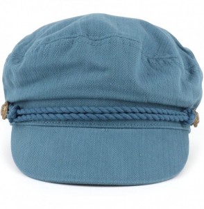 Newsboy Caps Cotton Herringbone Texture Newsboy Greek Fisherman Hat - Blue - CY18GE2A3SC