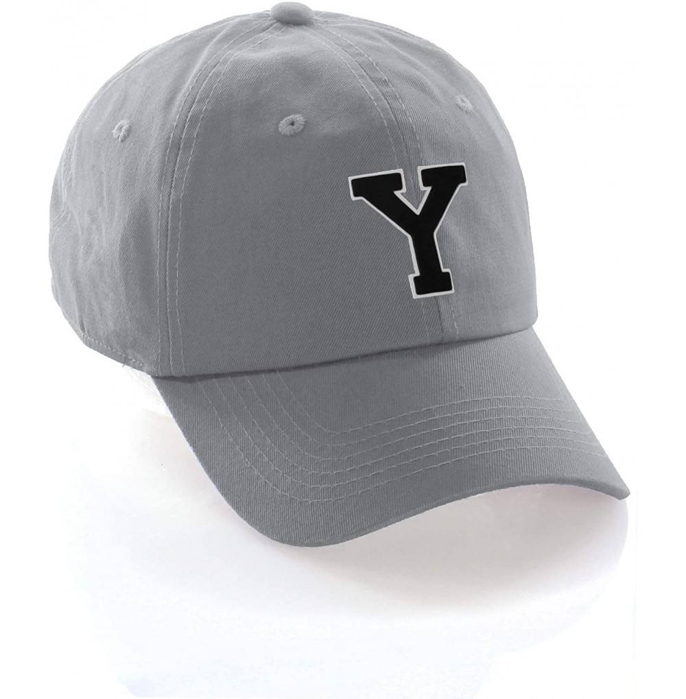 Baseball Caps Custom Hat A to Z Initial Letters Classic Baseball Cap- Light Grey White Black - Letter Y - CI18NKTYGLE