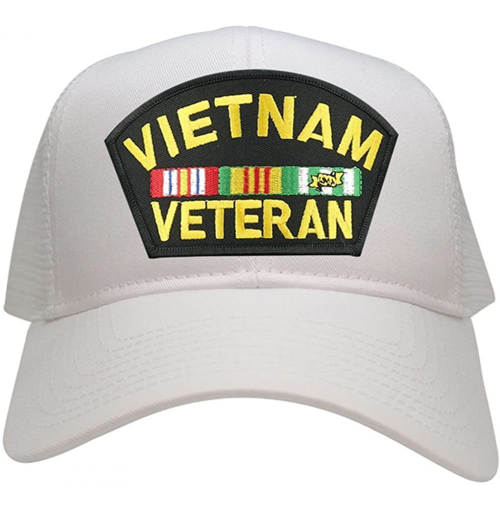 Baseball Caps Military Vietnam Veteran Large Embroidered Iron on Patch Adjustable Mesh Trucker Cap - White - CC12MZ9IEA1