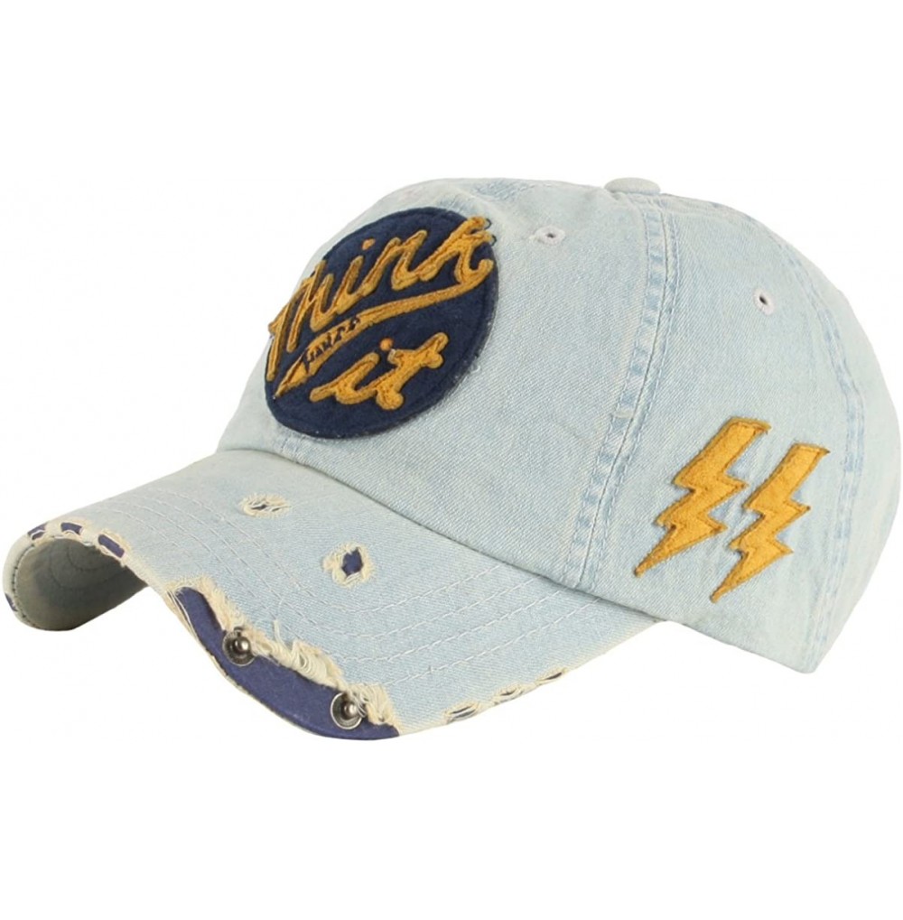 Baseball Caps Distressed High Vintage Old Feel Lightning Mark Cap Baseball Hat Truckers - Skyblue - CT12O8QY2DP
