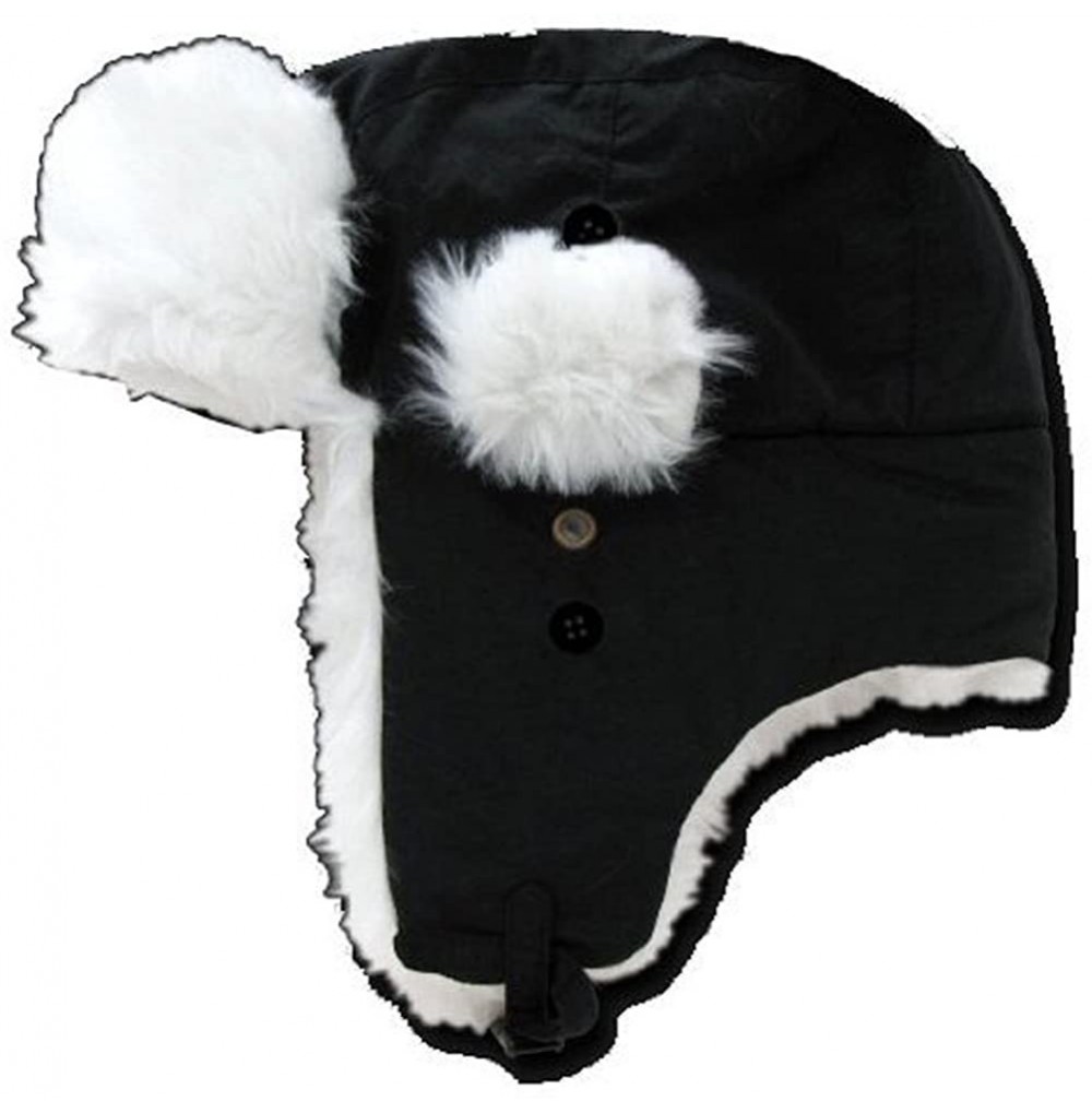 Skullies & Beanies Faux Fur Trooper Aviator Style Winter Hat - Black - CB110E4X9BL