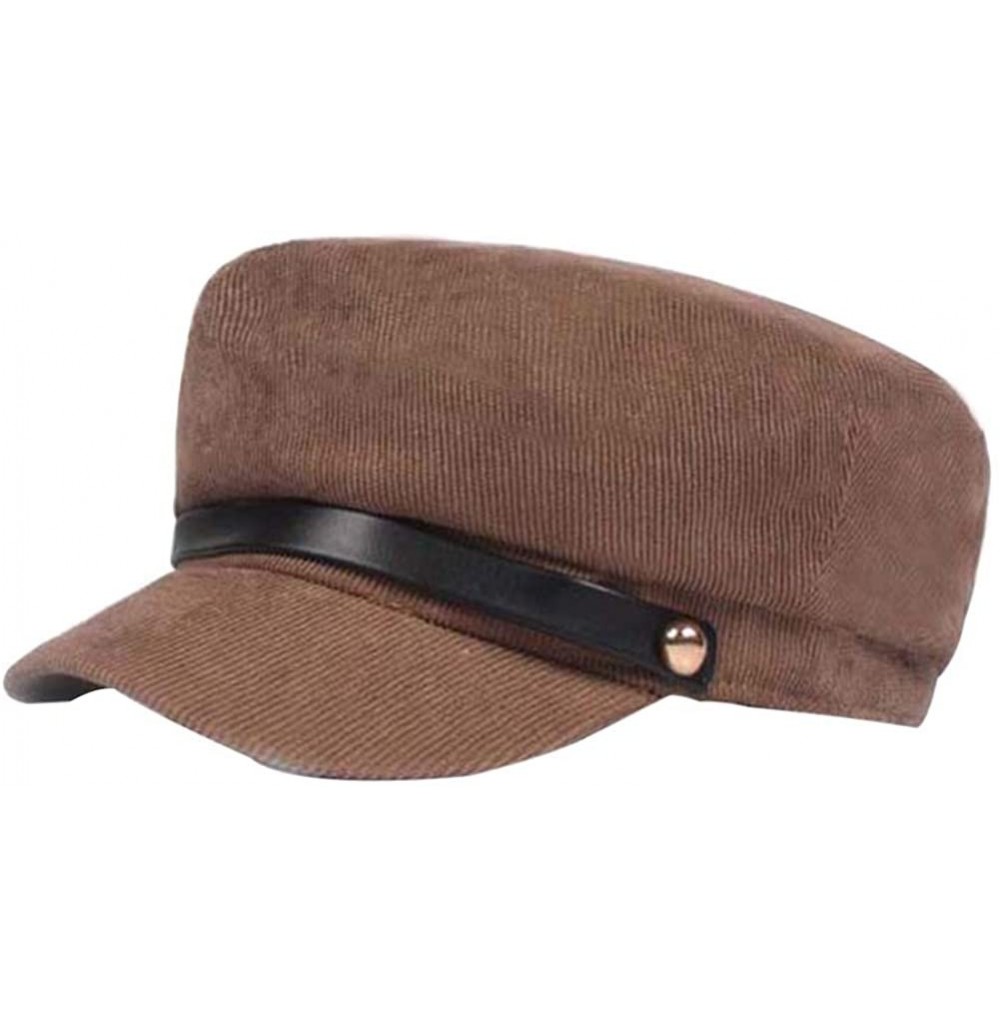 Newsboy Caps Womens Casual Cap Cotton Fisherman Hat Fashion Newsboy Cabbie Cap for Ladies Big Girls(Black) - Coffee - CB18KI3...
