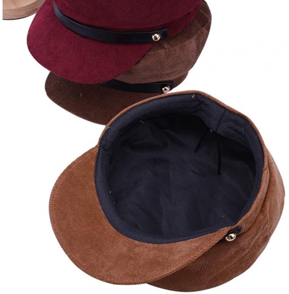 Newsboy Caps Womens Casual Cap Cotton Fisherman Hat Fashion Newsboy Cabbie Cap for Ladies Big Girls(Black) - Coffee - CB18KI3...