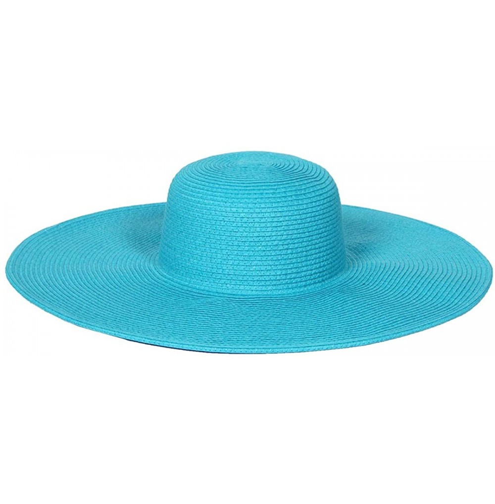 Sun Hats Summer Sun Hats for Women- Beach Hat- Straw Wide Brim Hat Floppy- Hiking Hat - Turquoise - C218GU5U2SM
