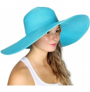 Sun Hats Summer Sun Hats for Women- Beach Hat- Straw Wide Brim Hat Floppy- Hiking Hat - Turquoise - C218GU5U2SM