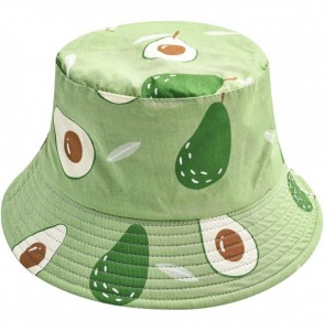 Bucket Hats Unisex Cute Print Bucket Hat Summer Fisherman Cap - Avocado Green - CW1948KM40G