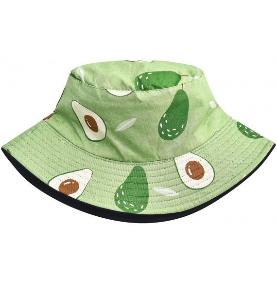 Bucket Hats Unisex Cute Print Bucket Hat Summer Fisherman Cap - Avocado Green - CW1948KM40G