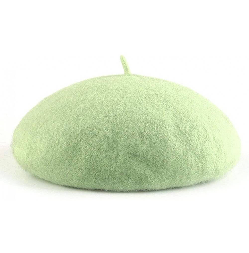 Berets Classic French Artist Beret for Women Wool Beret Hat Solid Color - Light Green - CS18KMHLKIC
