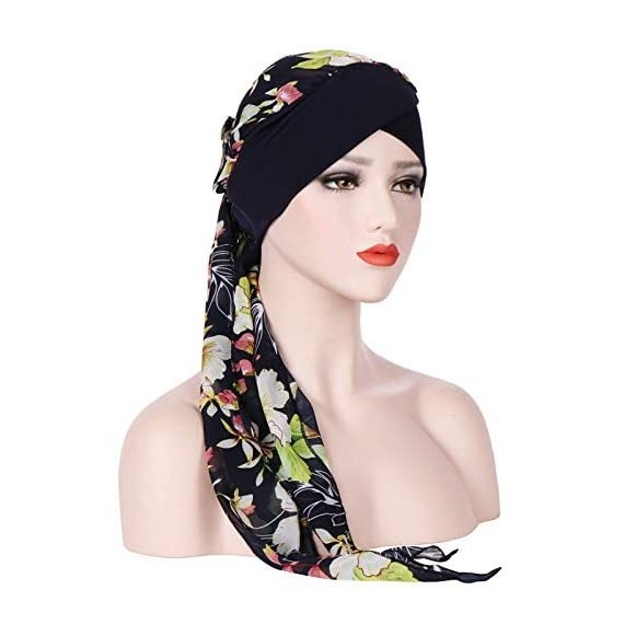 Skullies & Beanies Chemo Headwear Turbans for Hair Loss Women Scarf Headwraps Cancer Hats - Black - CW18NZTG3ZX