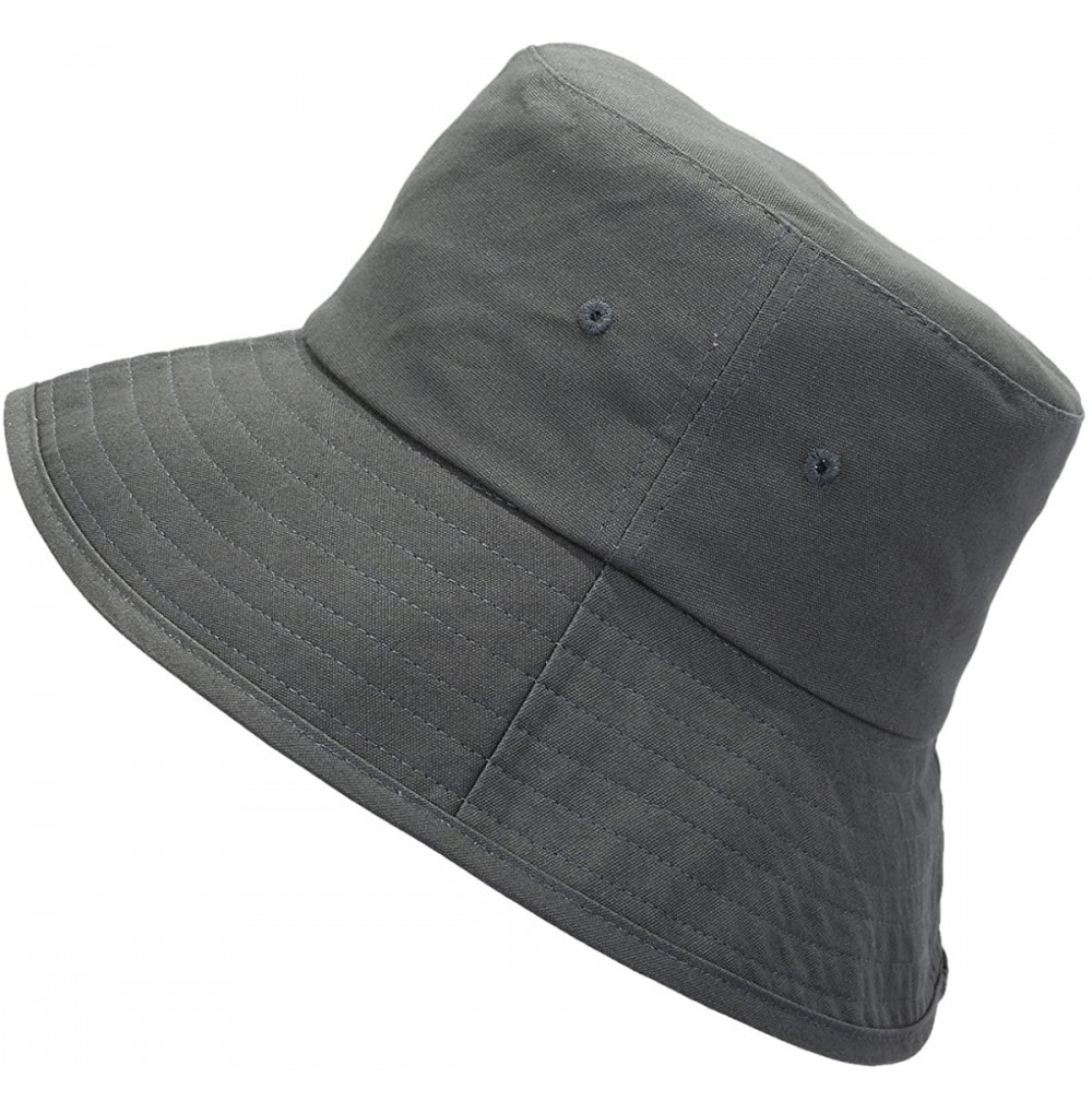 Bucket Hats Washed Cotton Bucket Hat for Women and Men Travel Fishing Caps Summer Foldable Brim Sun Hat - Gray - C818SOAKIYT