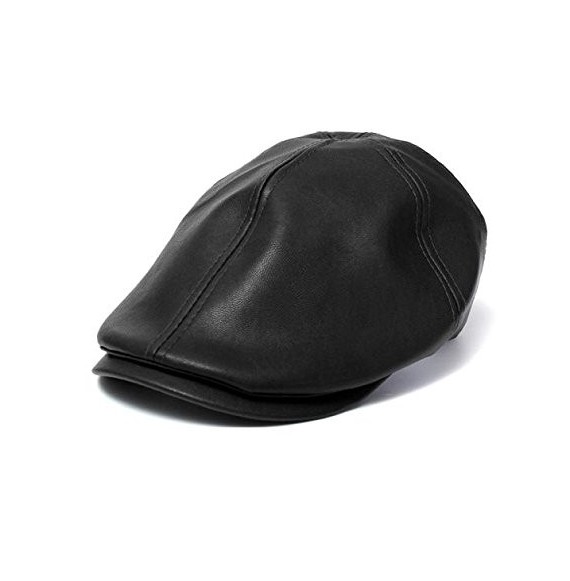 Newsboy Caps Clearance ! Hot Sale! Mens Vintage Leather Cap Vintage Leather Beret Cap Peaked Hat Newsboy Sunscreen (Black) - ...