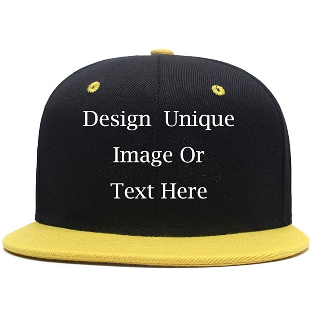 Baseball Caps Men Women Custom Flat Visor Snaoback Hat Graphic Print Design Adjustable Baseball Caps - A-yellow - CS18HCQNDKQ