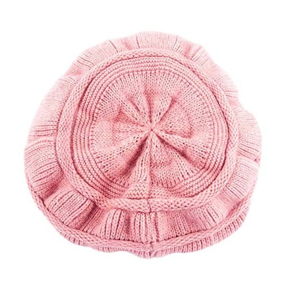 Skullies & Beanies Women's Winter Warm Hat Crochet Slouchy Beanie Knitted Caps with Visor - B-pink - CS18HK7CI2M