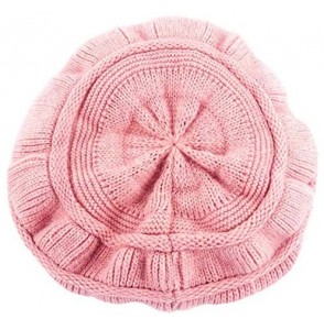 Skullies & Beanies Women's Winter Warm Hat Crochet Slouchy Beanie Knitted Caps with Visor - B-pink - CS18HK7CI2M