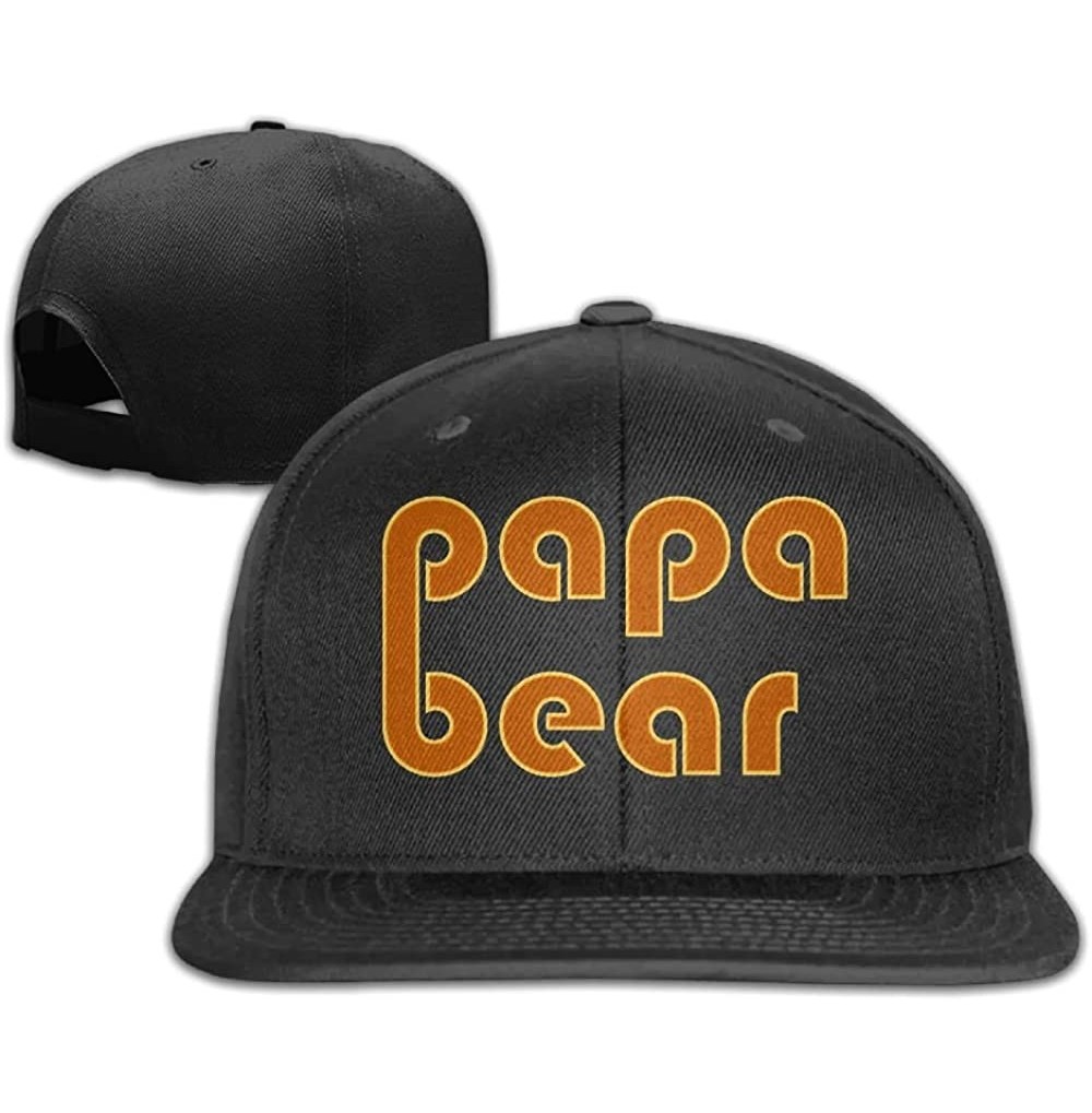 Baseball Caps Papa Bear Flat Visor Baseball Cap- Designed Snapback Hat White - Black - C218E4M2ZWA