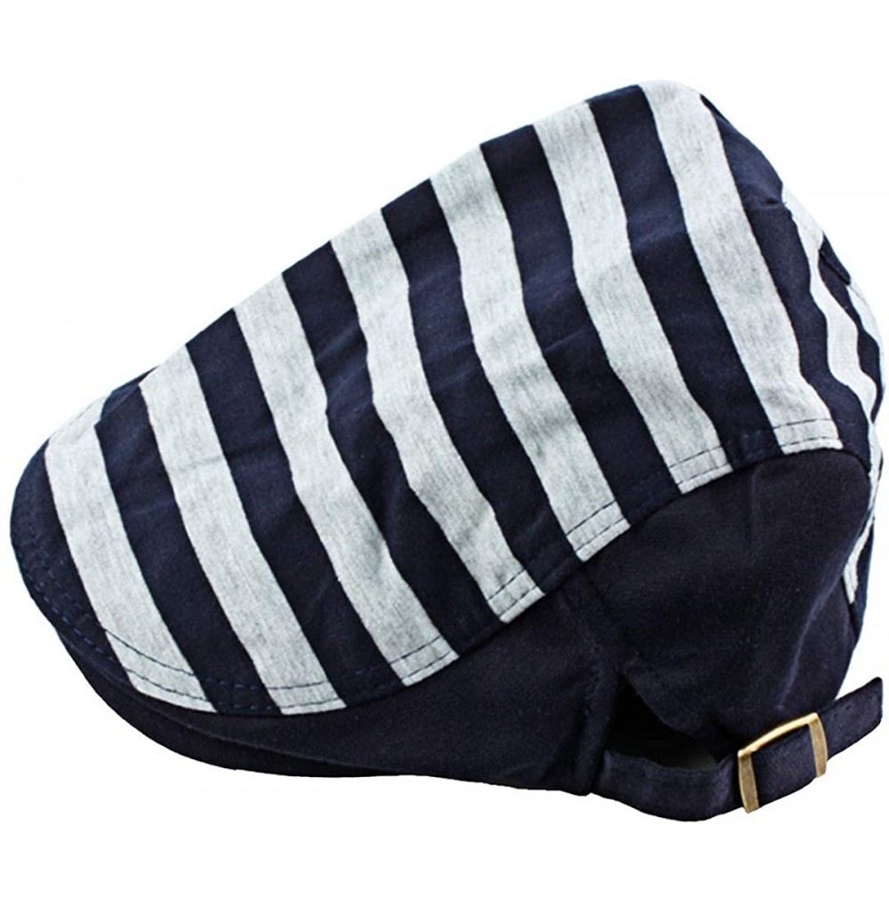 Newsboy Caps Newsboy Hats for Men-Plain Stripe Beret Cabbie Driving Gatsby Flat Cap - Style 10 Navy Blue Stripe(cotton Blend)...