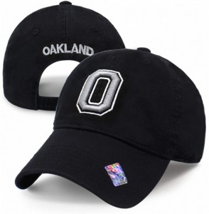 Baseball Caps Football City 3D Initial Letter Polo Style Baseball Cap Black Low Profile Sports Team Game - Oakland - CL189A58TQ7