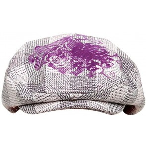 Newsboy Caps Flower Checkered Ivy Hat-Purple - Purple - C7111ZIJEAT