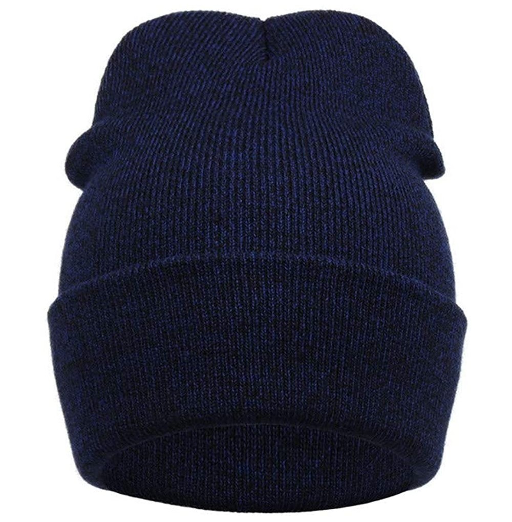 Fedoras Unisex Outdoor Winter Men Knit Crochet Ski Hat Braided Headdress Cap - Navy - CI18LH9R9C9