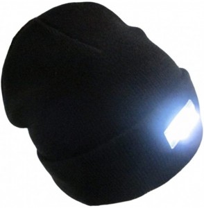 Skullies & Beanies Mens Winter 5 lED Lights Lighted Night Fishing Knitt Beanie Hat Cap Roll-up Brim - Navy - C7129850469