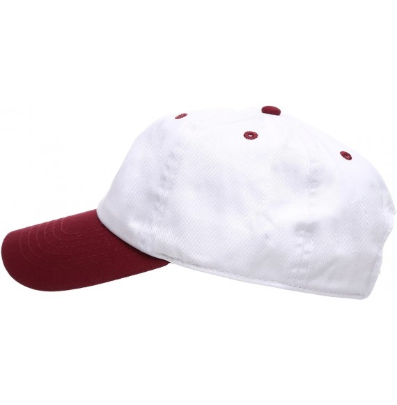 Baseball Caps Two Tone 100% Cotton Stonewashed Cap Adjustable Hat Low Profile Baseball Cap. - Burgundy - C212OB1KSUS