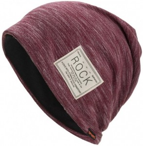 Skullies & Beanies Cotton Beanies for Women Striped Warm Winter Beanie Headwraps Slouchy Hat Sport (Red) - C518I38T5DO