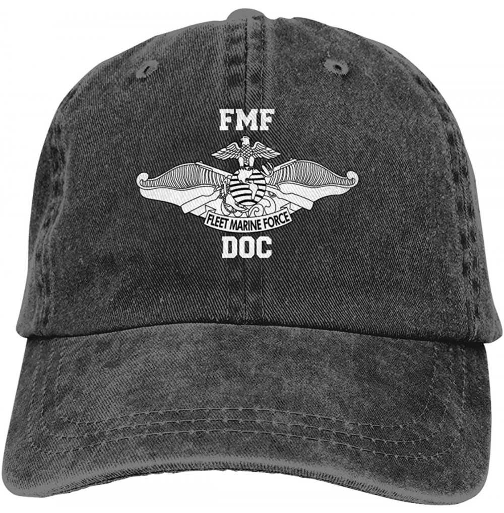 Cowboy Hats Fleet Marine Force FMF DOC Unisex Adult Denim Hats Cowboy Hat Dad Hat Driver Cap - Black - C6197Q5THOI