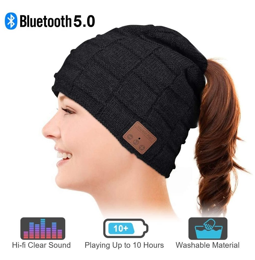 Skullies & Beanies Bluetooth Ponytails Knitting Microphone Hand Free - CU18S0ISMY0