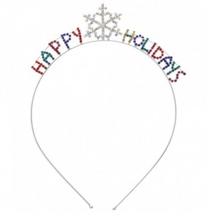 Headbands Rhinestone Studded Novelty Snowflake Happy Holidays Headband (71474XMU-S) - 71474XMU-S - CY186MA20C8