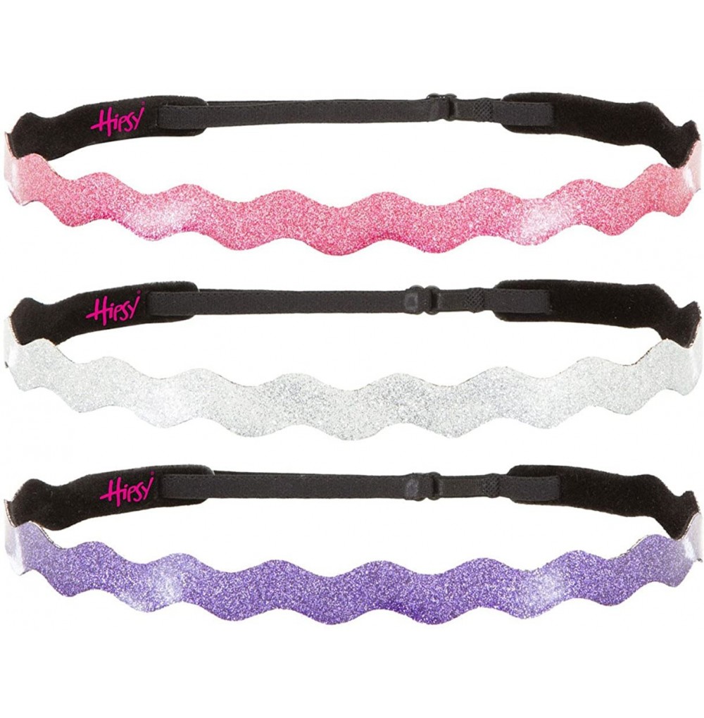 Headbands Adjustable NO SLIP Smooth Glitter Hairband Headbands for Women & Girls Multi Packs - Wave Purple/Silver/Pink 3pk - ...
