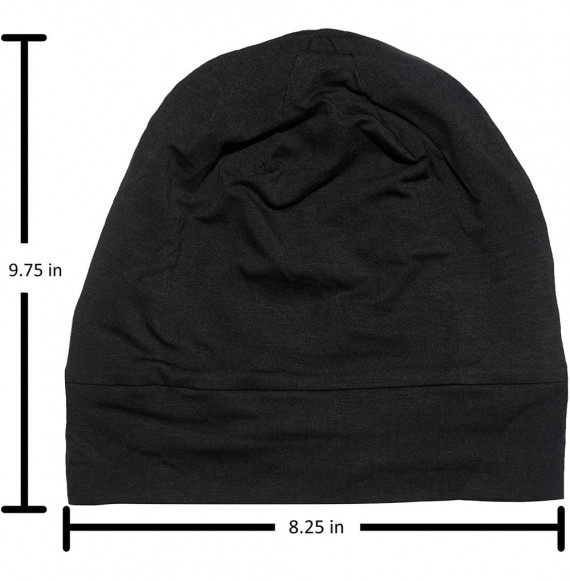 Skullies & Beanies Satin Lined Sleep Cap Slouchy Beanie Slap Hat for Natural Curly Girls and Frizzy Hair Cap for Women - Blac...