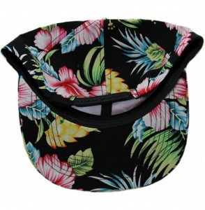 Baseball Caps Floral Hawaiian Adjustable Snapback Hats Baseball Caps - Black/Flat - CA12LX1WVBR