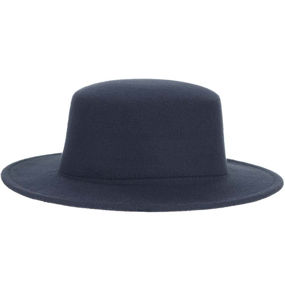 Fedoras Adult Women Men Flat Top Hat Fedora Hats Trilby Caps Panama Hat Jazz Cap - Navy - C9180ERG46G