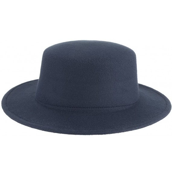 Fedoras Adult Women Men Flat Top Hat Fedora Hats Trilby Caps Panama Hat Jazz Cap - Navy - C9180ERG46G