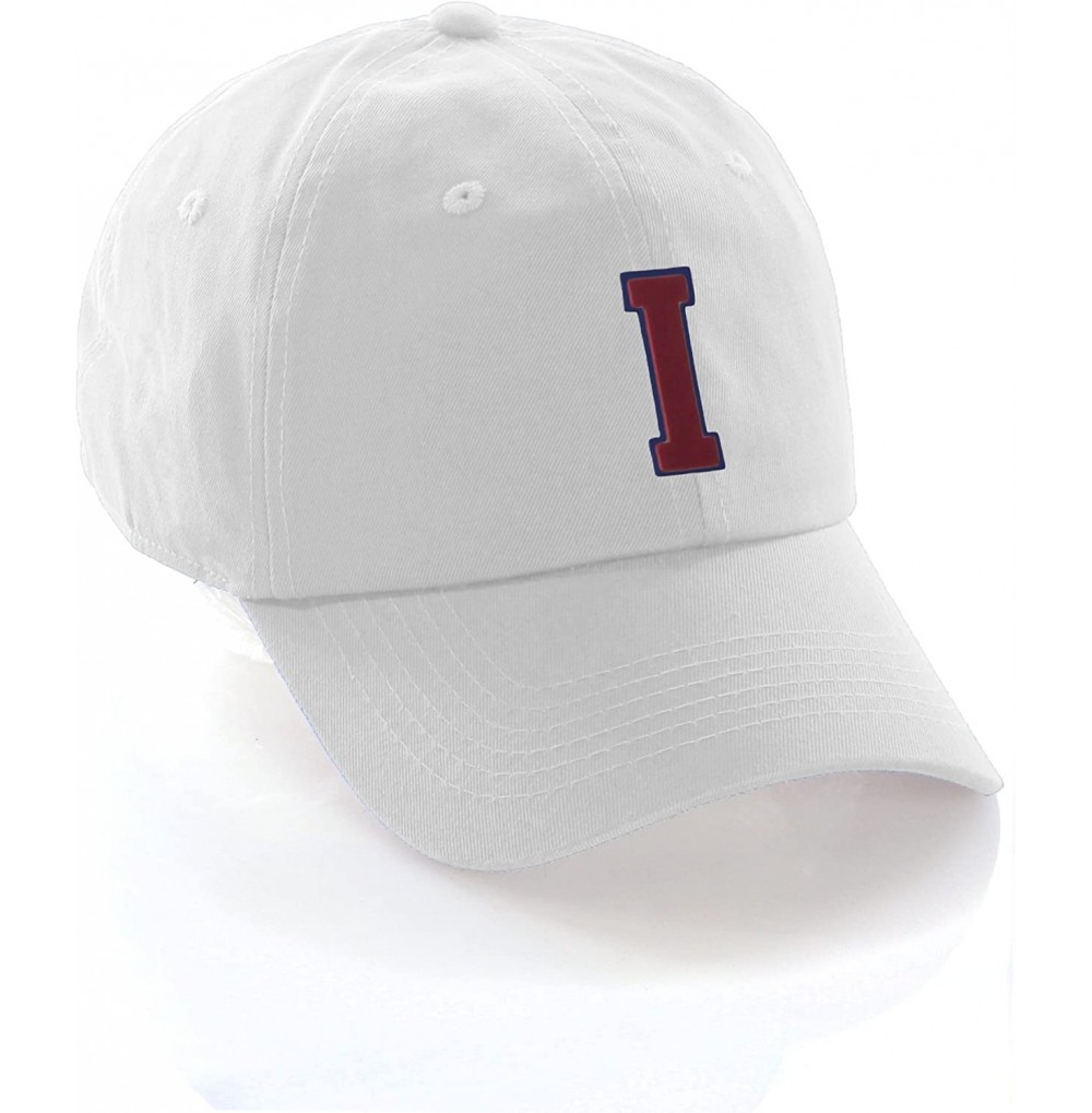 Baseball Caps Customized Letter Intial Baseball Hat A to Z Team Colors- White Cap Blue Red - Letter I - CL18ET5C6UE