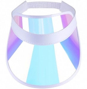 Visors Plastic Sun-Visor UV Protection Rainbow - Outdoor PVC Beach Cap Sun Hat Backless Summer Wide Brim - White - CQ18QWQ6G9Z
