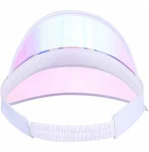 Visors Plastic Sun-Visor UV Protection Rainbow - Outdoor PVC Beach Cap Sun Hat Backless Summer Wide Brim - White - CQ18QWQ6G9Z