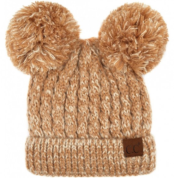 Skullies & Beanies Hatsandscarf Exclusives Cable Knit Double Pom Winter Beanie (HAT-60)(HAT-23) - Taupe Mix - CF18A7NZAYZ