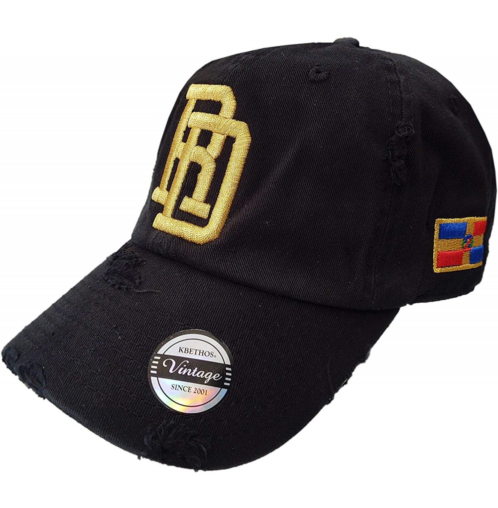 Baseball Caps Adjustable Vintage Cap Dominican Republic RD and Shield - Black/Gold - CA17Y2GSU7S