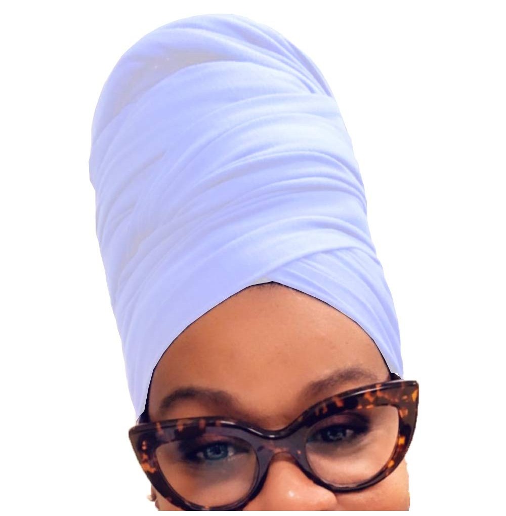 Headbands Turban Head Wrap Scarf-African Long Scarf Turban Shawl Headwrap-Soft Stretchy White - "1PCS White(70"" x 32"")" - C...