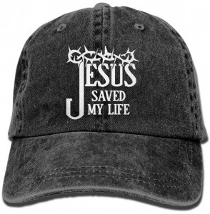 Baseball Caps Jesus Saved My Life Unisex Adult Adjustable Denim Dad Hat - Black - CG1876YWCHY