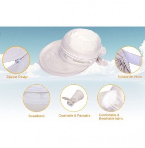 Sun Hats Women UPF 50 UV Sun Protection Convertible 2 in 1 Visor Beach Golf Hat - Beige - CX18033NQYE