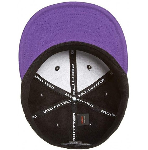 Baseball Caps Premium 210 Flexfit Fitted Flatbill Hat with NoSweat Hat Liner - Black/Purple - C218O95DXR8