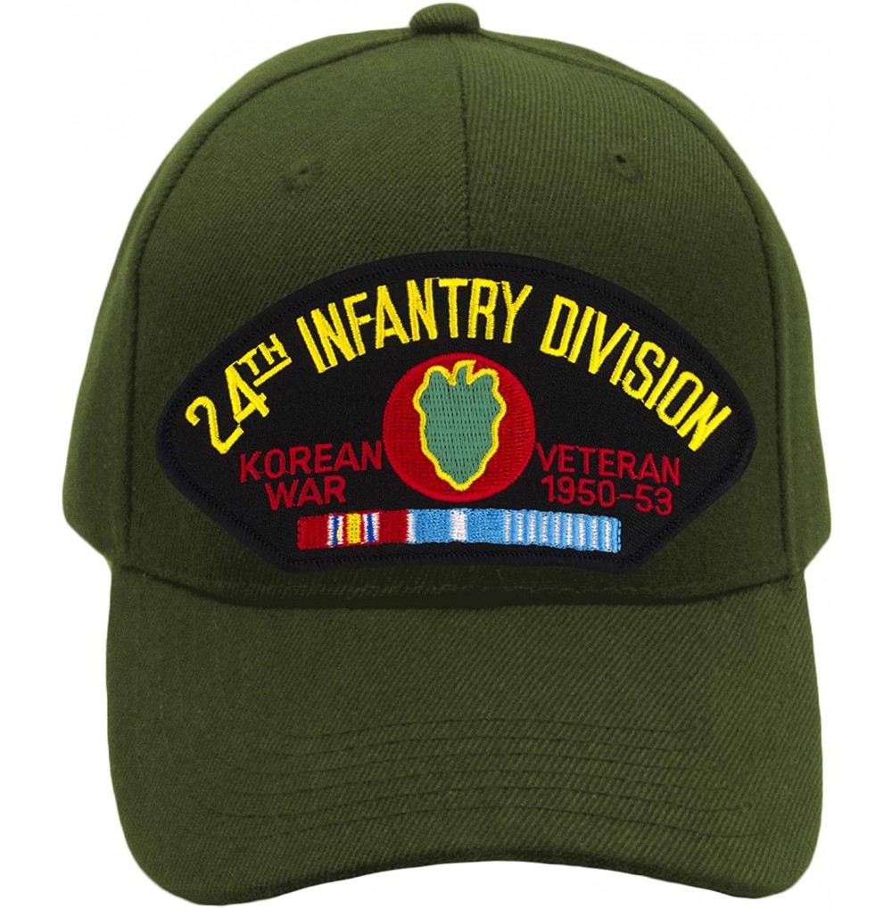 Baseball Caps 24th Infantry Division - Korea Hat/Ballcap Adjustable One Size Fits Most - Olive Green - C918OOWK8OC