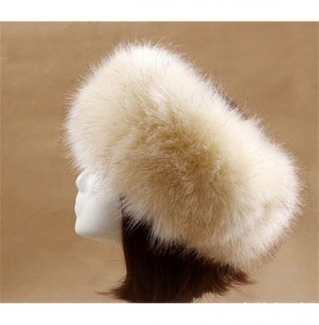 Cold Weather Headbands Women's Faux Fur Headband Soft Winter Cossack Russion Style Hat Cap - Beige Brown - CJ18L8KE57W