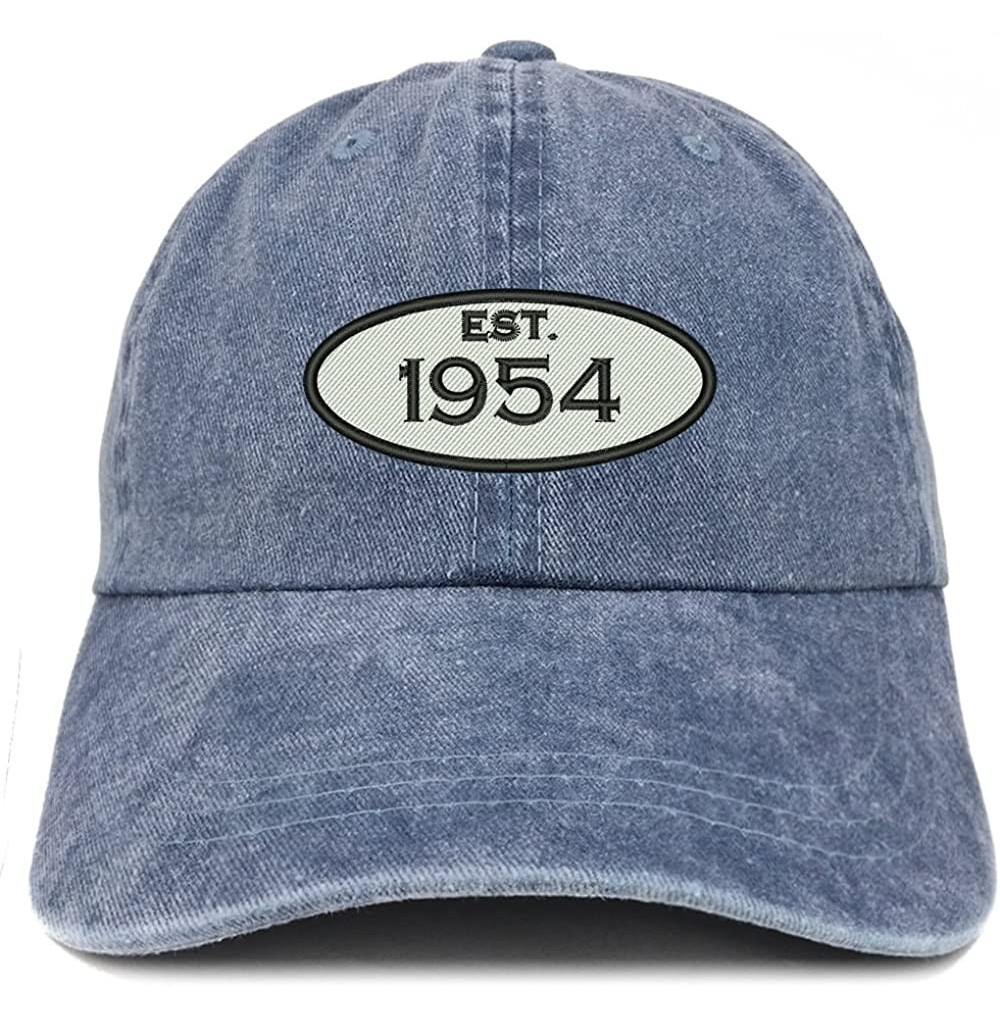 Baseball Caps Established 1954 Embroidered 66th Birthday Gift Pigment Dyed Washed Cotton Cap - Navy - CP12O46GDC9