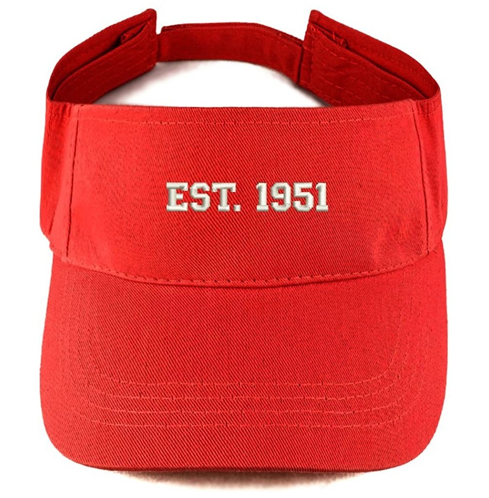 Visors EST 1951 Embroidered - 69th Birthday Gift Summer Adjustable Visor - Red - C4182XNWCQA